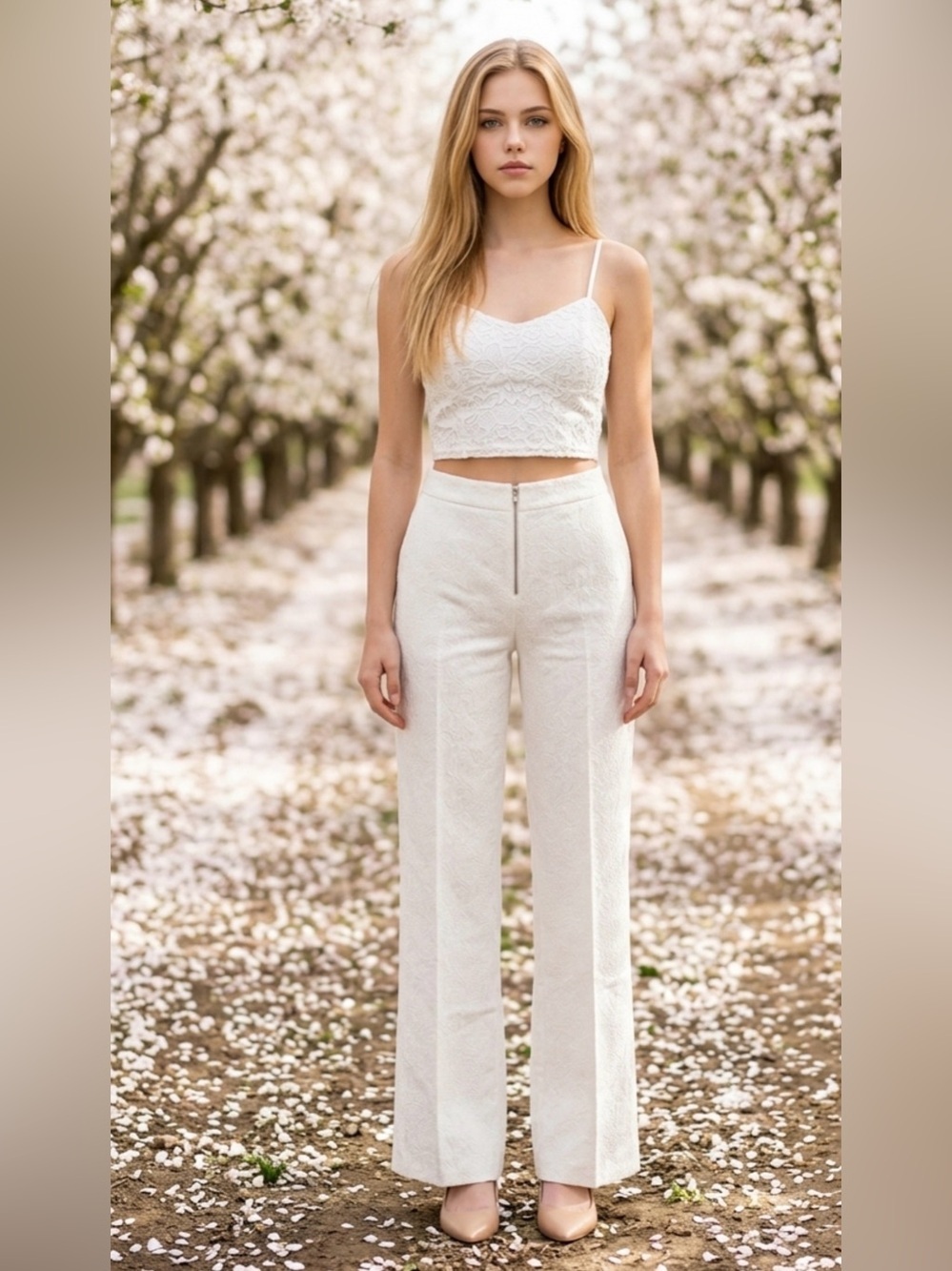 High-Rise Wide-Leg Pants in White
